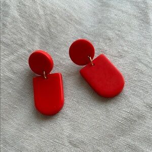 Bold Red Geometric Earrings